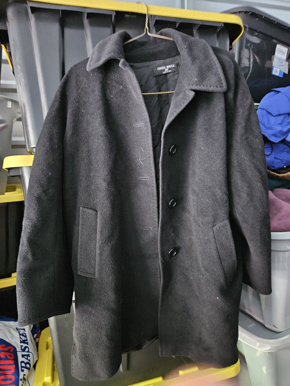 Cinzia Rocca Due Merino Wool PeaCoat Black Button Front US size Medium